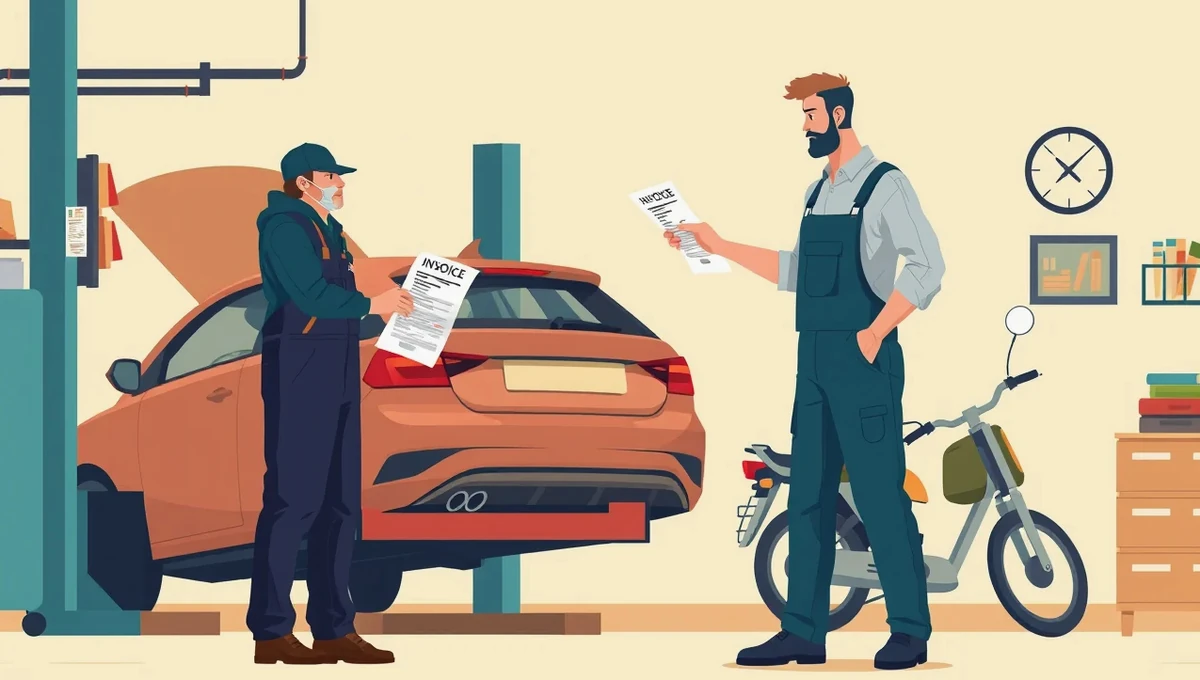 Likvidátor poistných udalostí kontroluje poškodené firemné vozidlo v autoservise