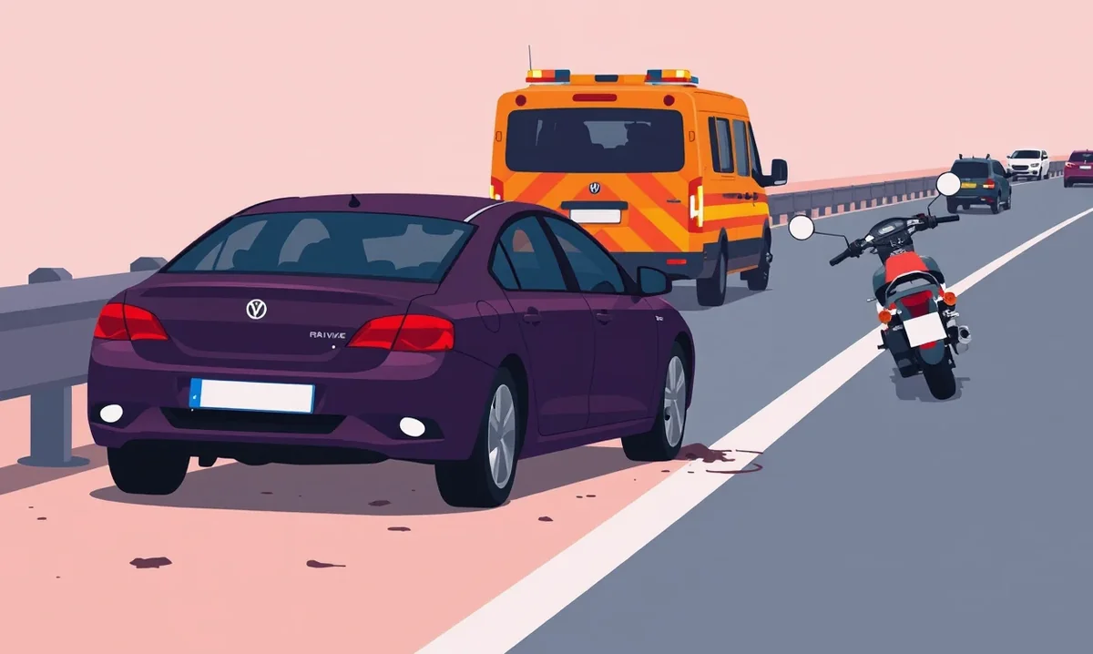 Žlté odťahové vozidlo nakladá poškodené osobné auto na hydraulickú plošinu pri krajnici cesty