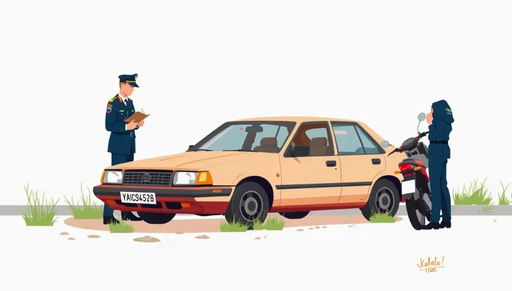 Žlté odťahové vozidlo nakladá nepojazdné osobné auto na sídliskovom parkovisku