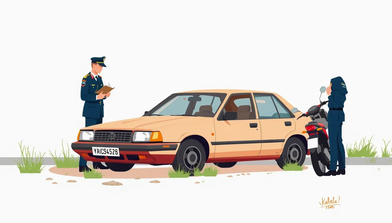 Žlté odťahové vozidlo nakladá nepojazdné osobné auto na sídliskovom parkovisku
