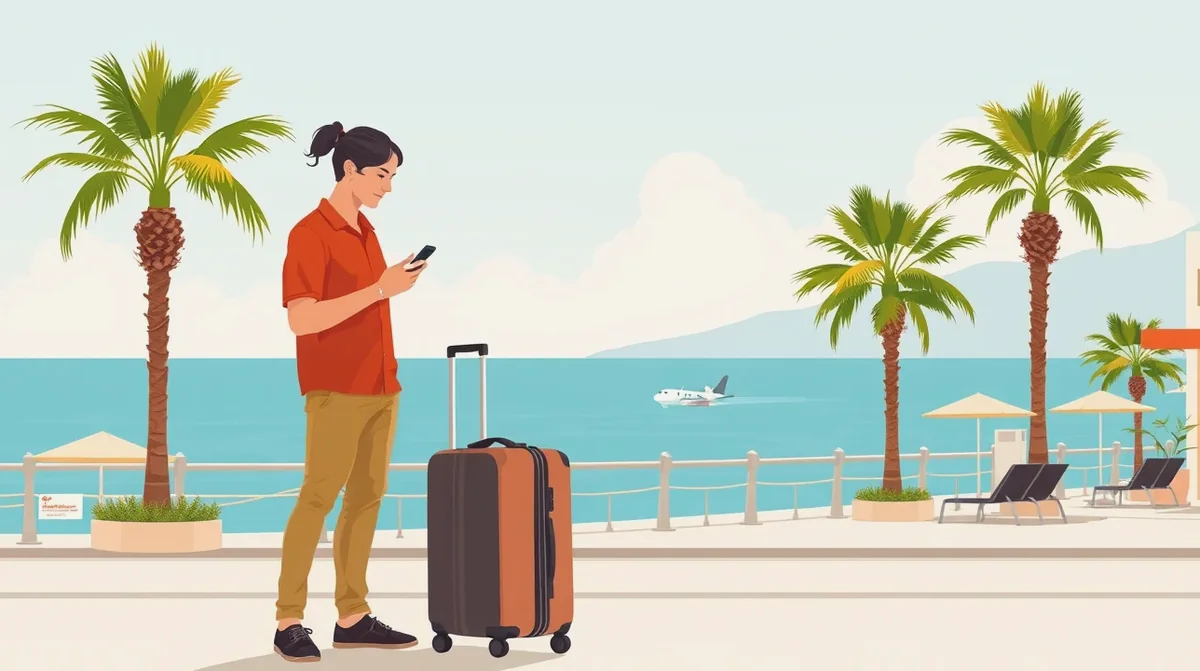 Pohľad na pláž a slnečníky pozdĺž Promenade des Anglais v Nice