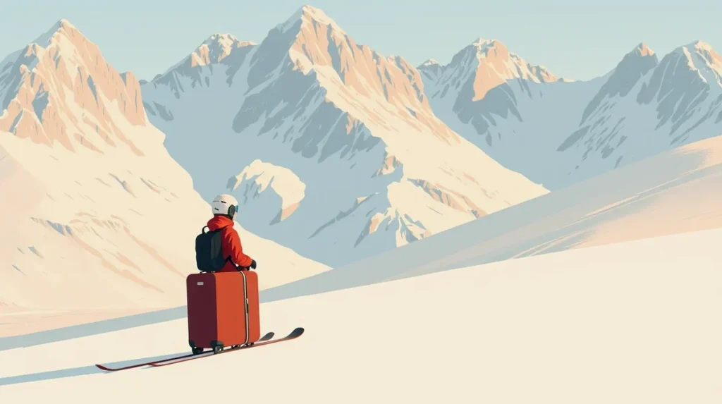 Lyžiar na upravenej zjazdovke v talianskych Dolomitoch pod skalnými masívmi
