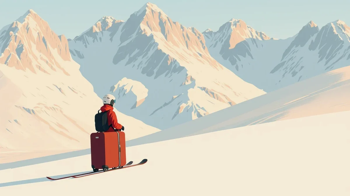 Lyžiar na upravenej zjazdovke v talianskych Dolomitoch pod skalnými masívmi