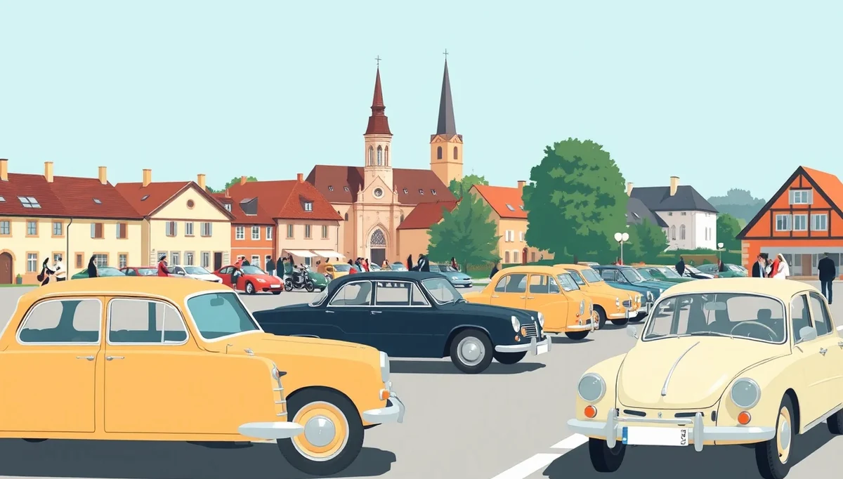 Klasický historický automobil v garáži pripravený na obhliadku