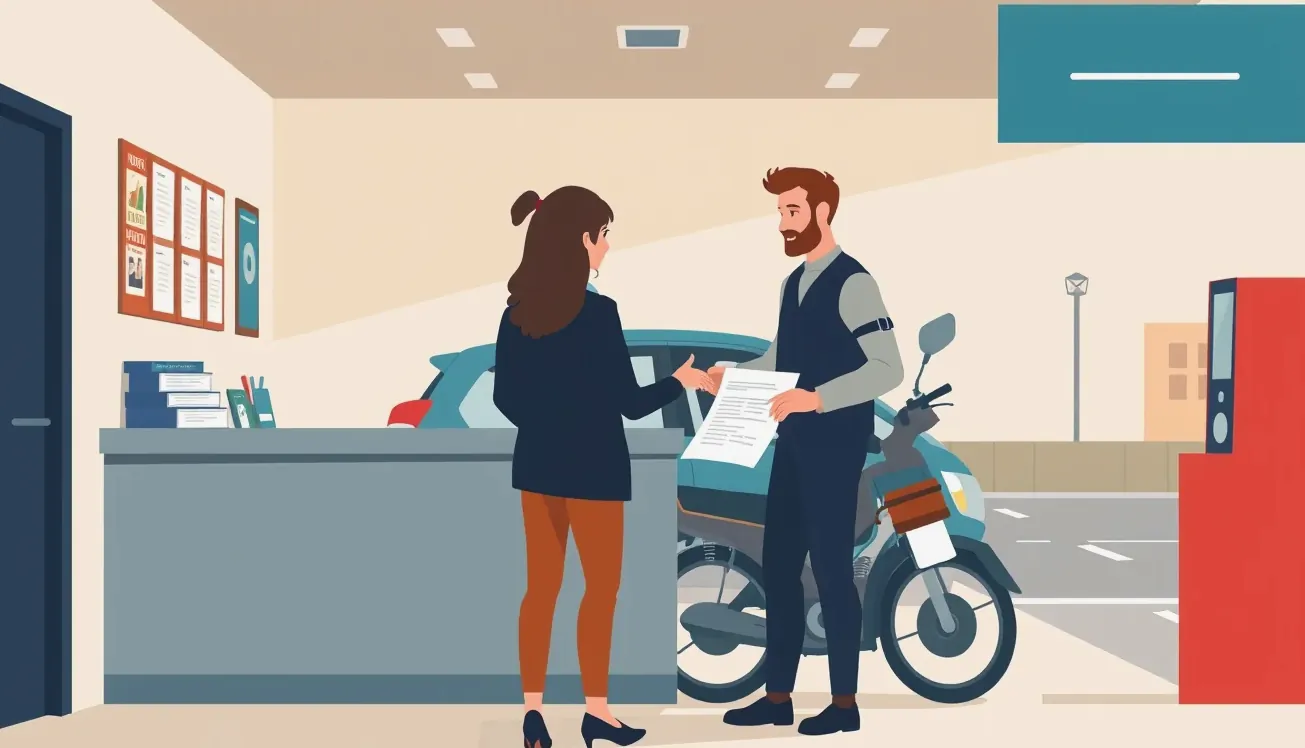 Policajná hliadka kontroluje doklady a výrobné štítky motorového vozidla pri cestnej kontrole