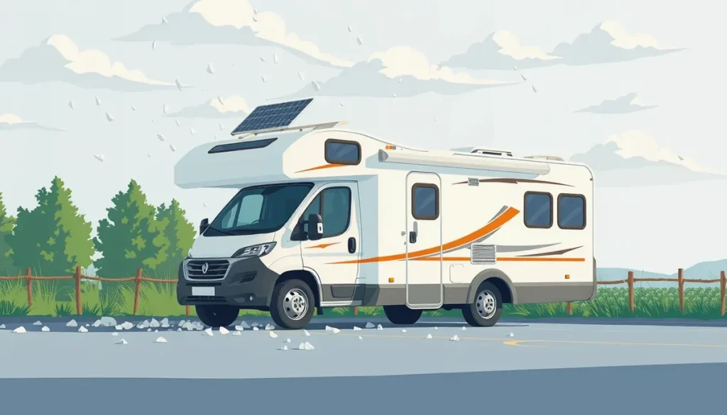 Pohľad do interiéru moderného obytného auta s kuchynkou a jedálenským kútom