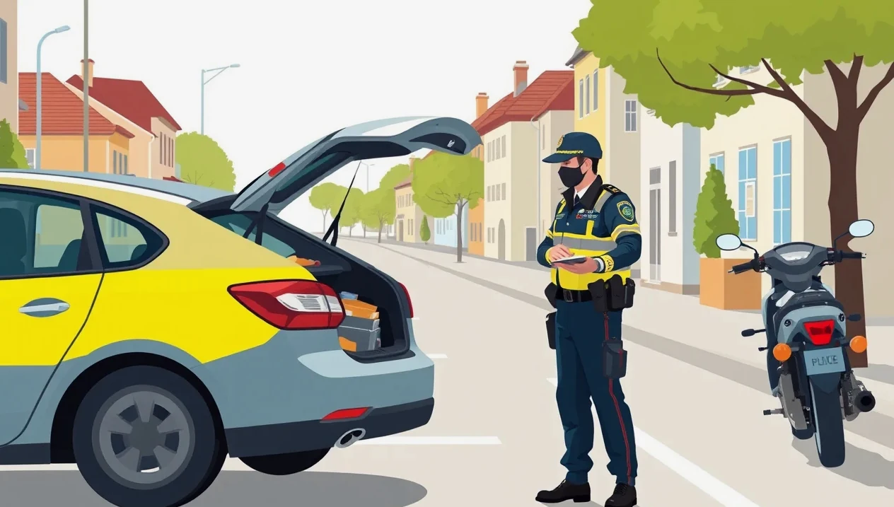 Otvorená autolekárnička s neporušenými obväzmi a kartou prvej pomoci