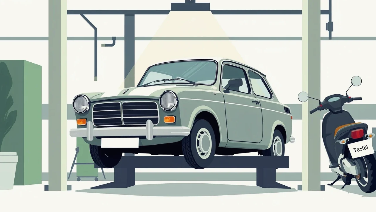 Pohľad na motorový priestor a technické parametre vozidla pri kontrole