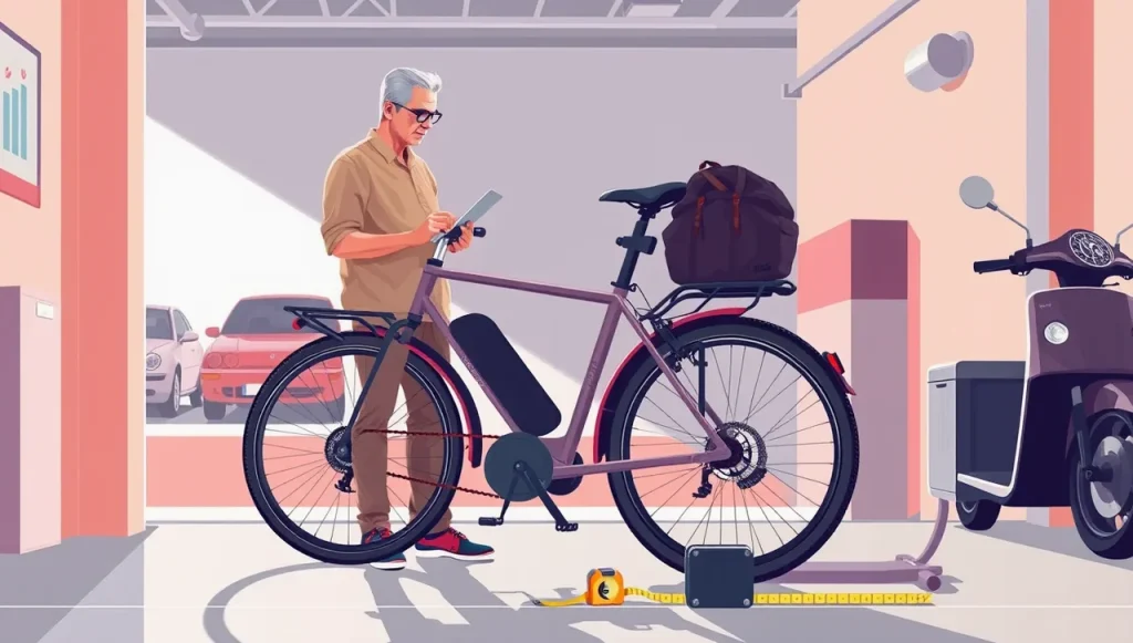 Elektrický bicykel s batériou pripevnenou na ráme zaparkovaný pri cyklotrase