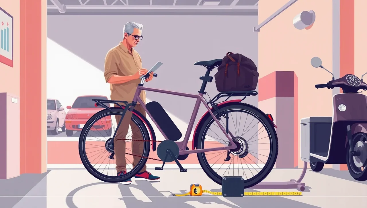 Elektrický bicykel s batériou pripevnenou na ráme zaparkovaný pri cyklotrase