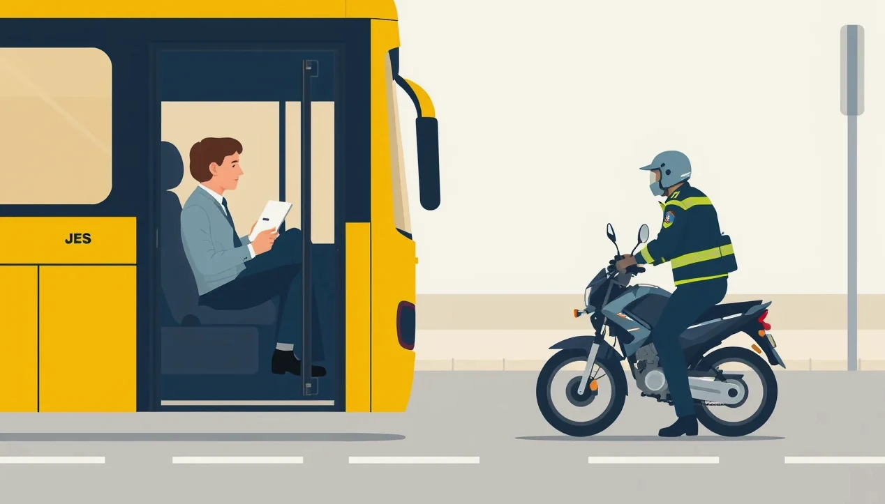 Poškodený autobus po dopravnej nehode zabezpečený záchrannými zložkami