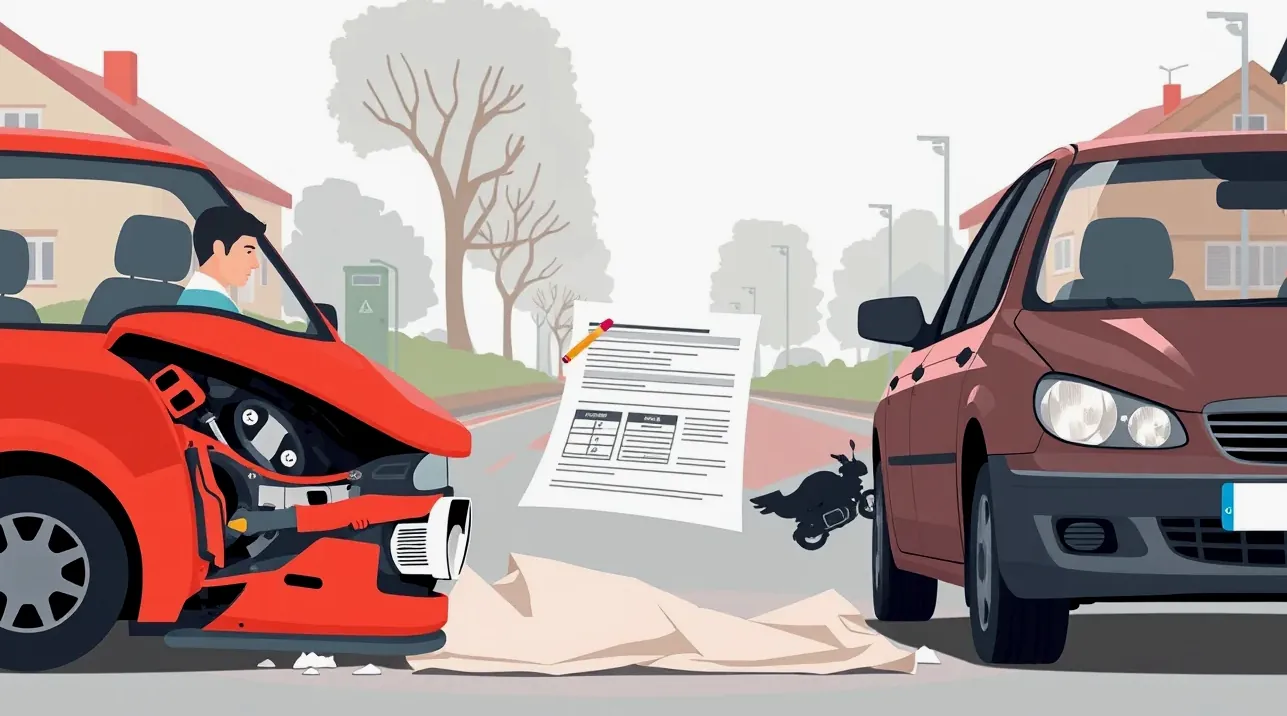 Vodič vypĺňa tlačivo správy o nehode na kapote automobilu