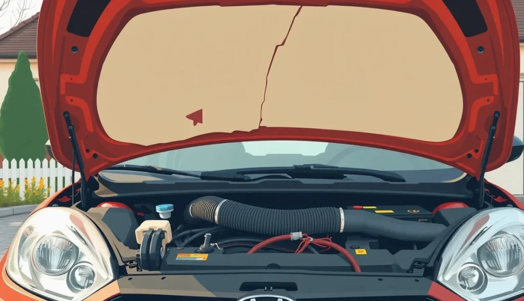 Mechanik kontroluje rozhryzenú elektroinštaláciu a hadice v motorovom priestore osobného auta